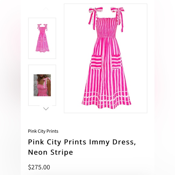 Pink City Prints Neon Pink Stripe Immy Dress NWT size small - Picture 4 of 6